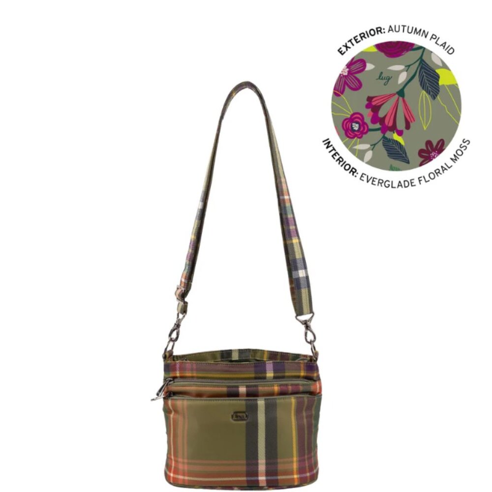 Brand New Lug Corral Crossbody Bags in Autumn Plaid & Morning Glory Blue